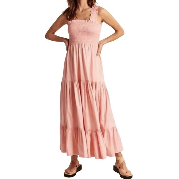 Abercrombie & Fitch Dresses & Skirts - Abercrombie Fitch Dress Pink Smocked Bodice Easy Maxi Tank Tiered Boho Large